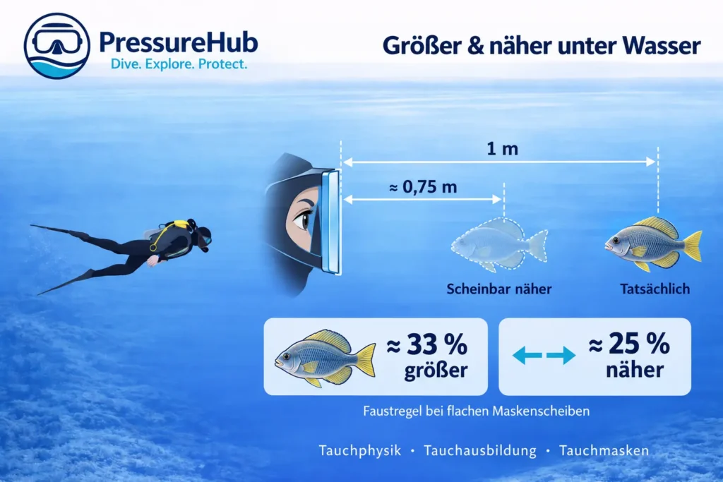 Warum erscheinen Dinge unter Wasser größer und näher?